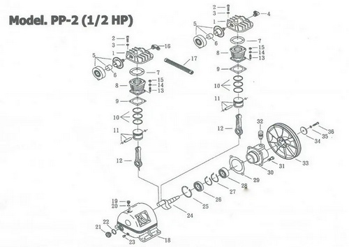 อะไหล่ปั๊มลมพูม่า PUMA 1/2 แรงม้า รุ่น PP-2